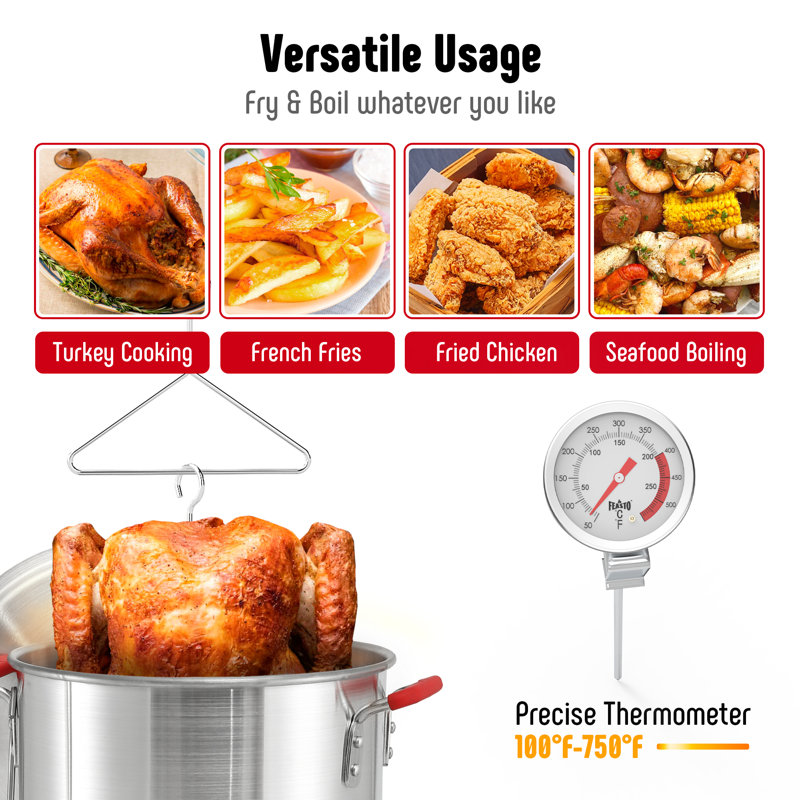 Ensemble de friteuse à dinde 30 pte Feasto avec brûleur 50 000 BTU, marmite en aluminium, panier