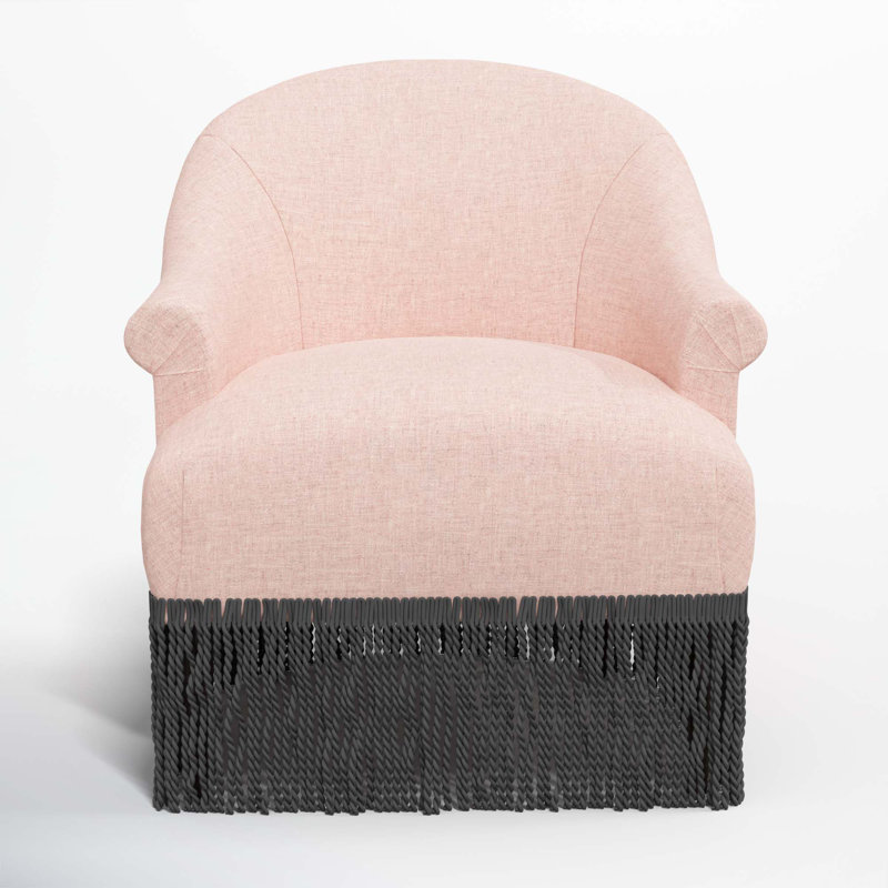 Callie Upholstered Wingback Chair, Black, Zuma Rosequartz Textured Linen