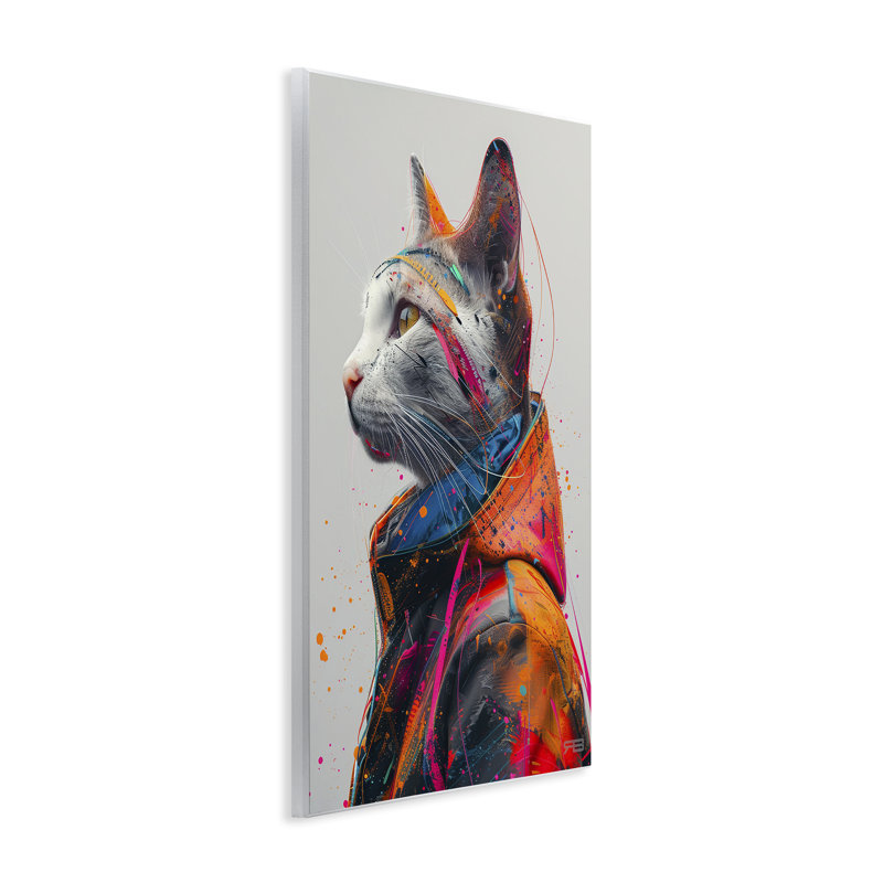 Paint Splatter Cat Wall Plaque Art by Roozbeh Bahramali, 15" H x 10" W