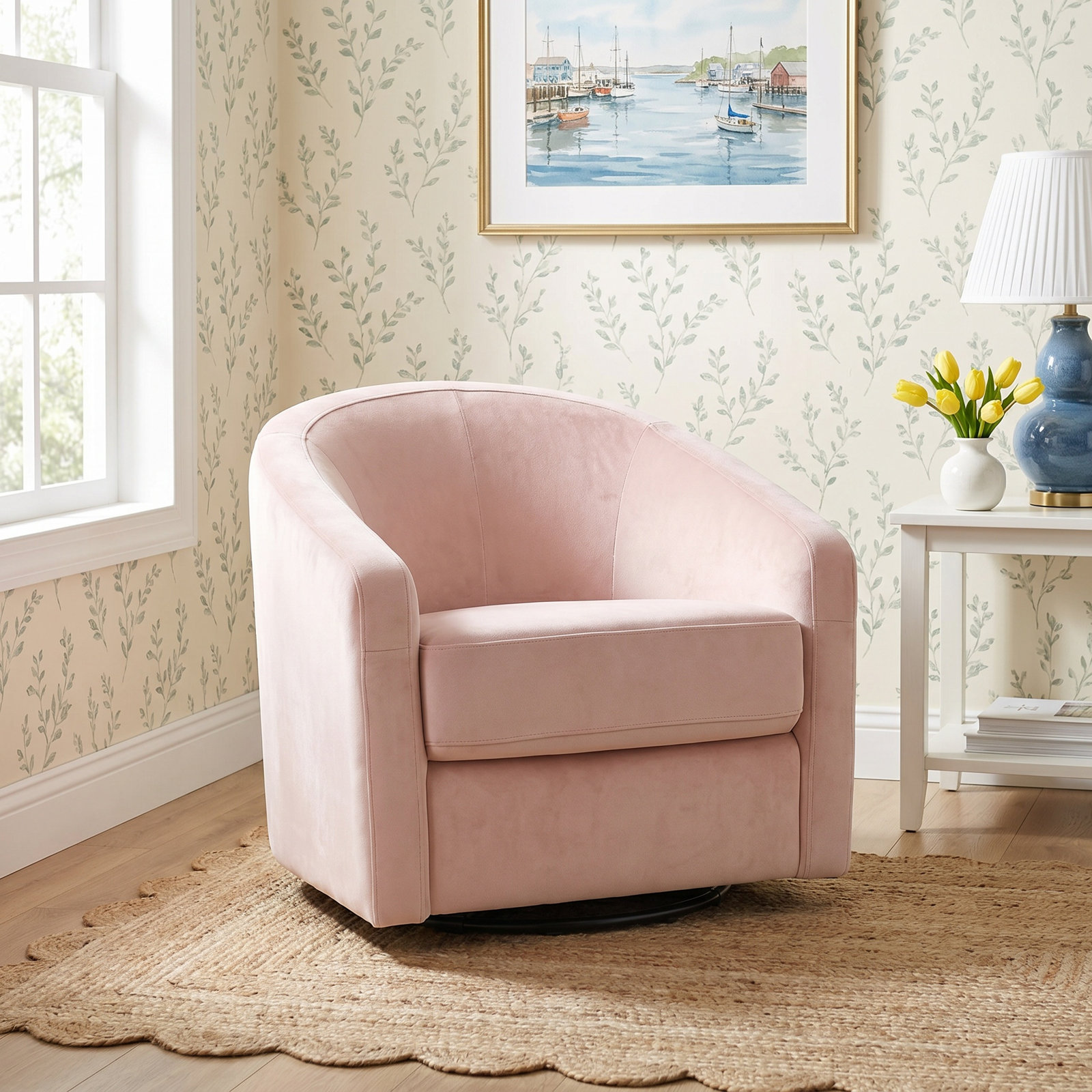 Madison Swivel Glider, Navy Blue Microsuede Fabric, Black