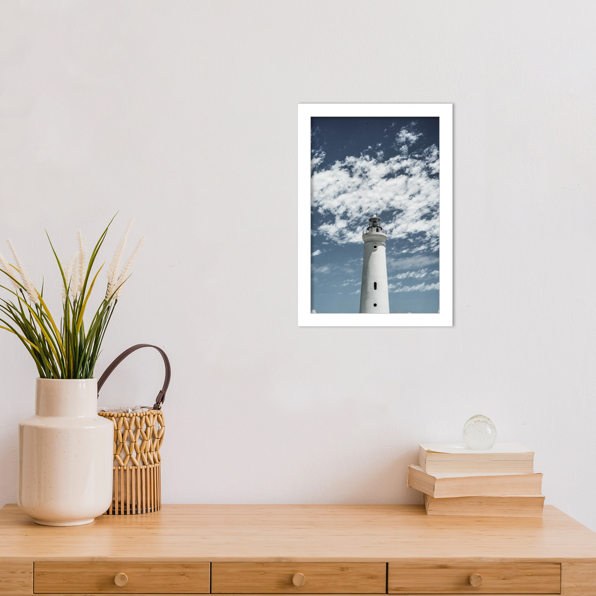 Cape Point Lighthouse by Shot by Clint Wood Framed Wall Art Print, 13" H x 9" W, White