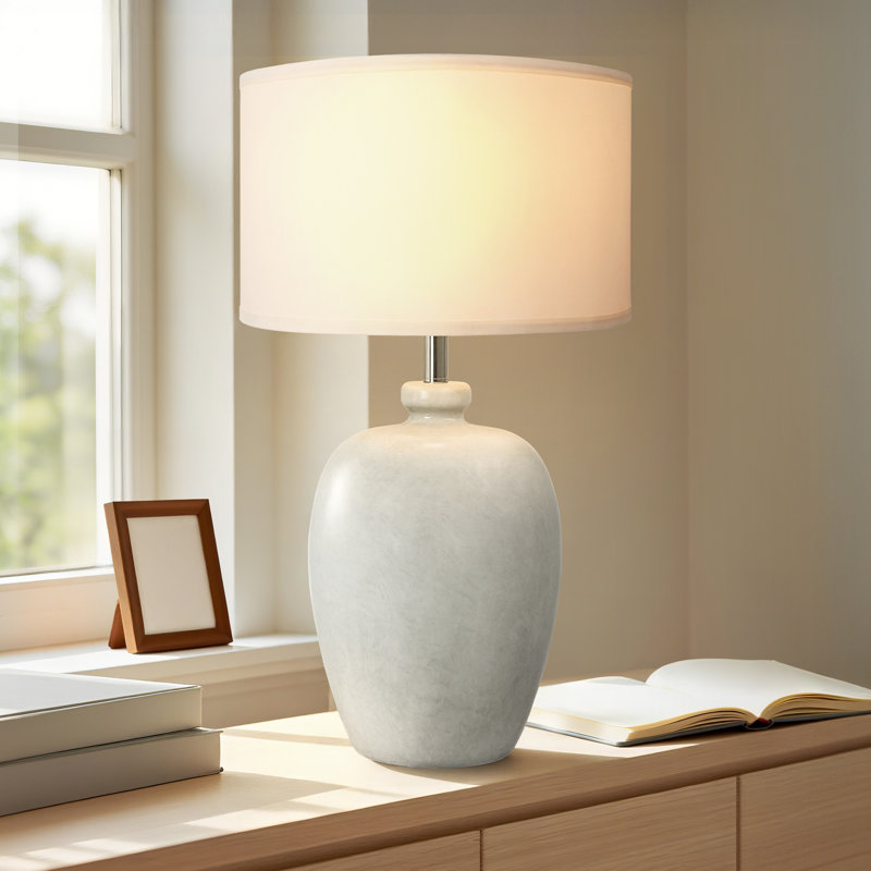 Lampe de table 26,9 "en béton de style industriel avec forme ronde