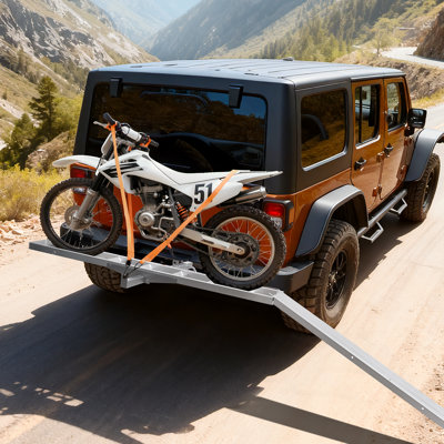 Motorcycle Carrier, 400 lbs Capacity, Heavy Duty Aluminum Hitch Mount Rack with 73in Loading Ramp, Straps & Stabilizer, Scooter Dirt Bike Trailer Hauler for Car Truck with 2-Inch Hitch Receiver