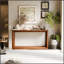 Console rectangulaire en placage de bois massif de 60 pouces avec beaucoup de rangement, pour les entrées et les salons-291526056