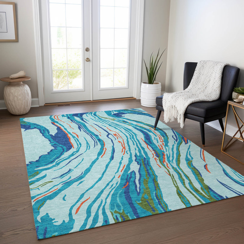 Tapis intérieur / extérieur bleu Aureva , 10 pi x 14 pi