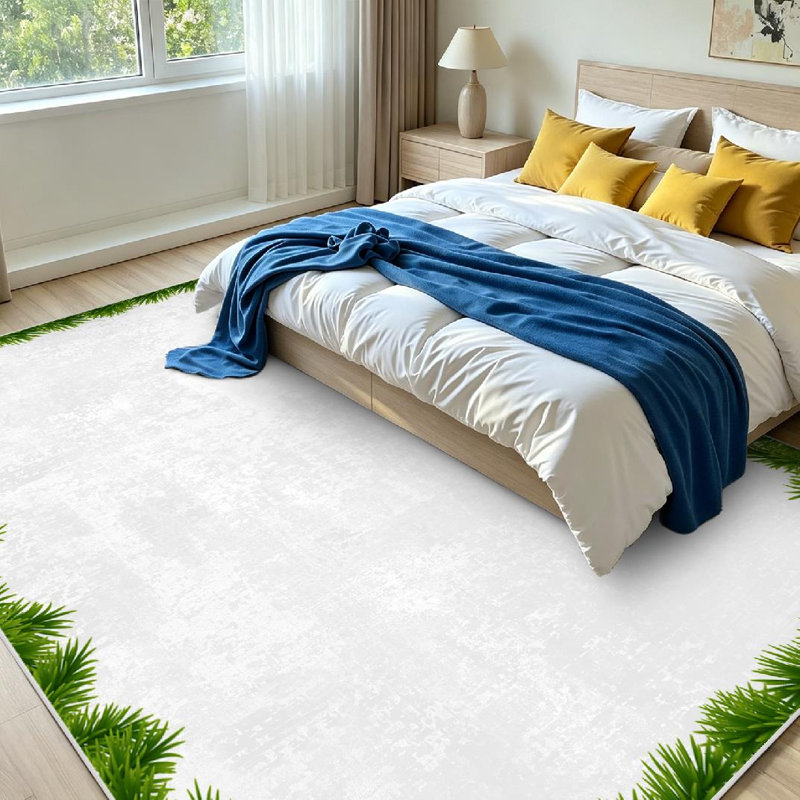 Tapis d'intérieur vert lavable à la machine, avec branches de sapin de Noël, Rectangle 71 po x 98 po