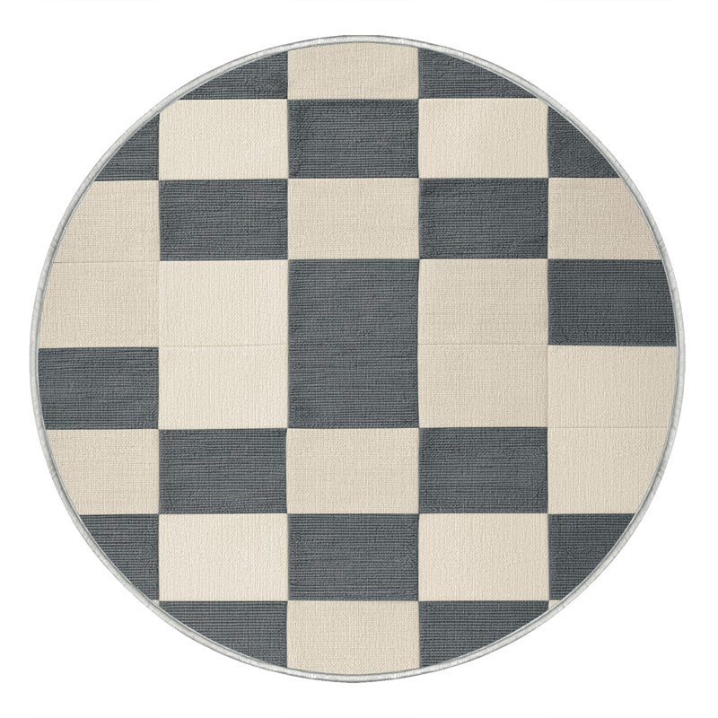 Machine Washable Botanical Brown Area Rug, Round 7'