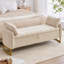 Banc de rangement moderne Lunara 66"W en velours capitonné, à placer au pied du lit, avec pieds dorés, poche pour accoudoir et 2 coussins.-343922331-357990913