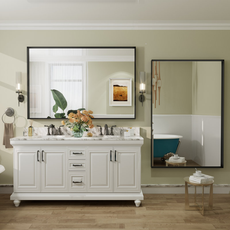 Miroir mural Aevar, 60 po x 40 po, Noir mat
