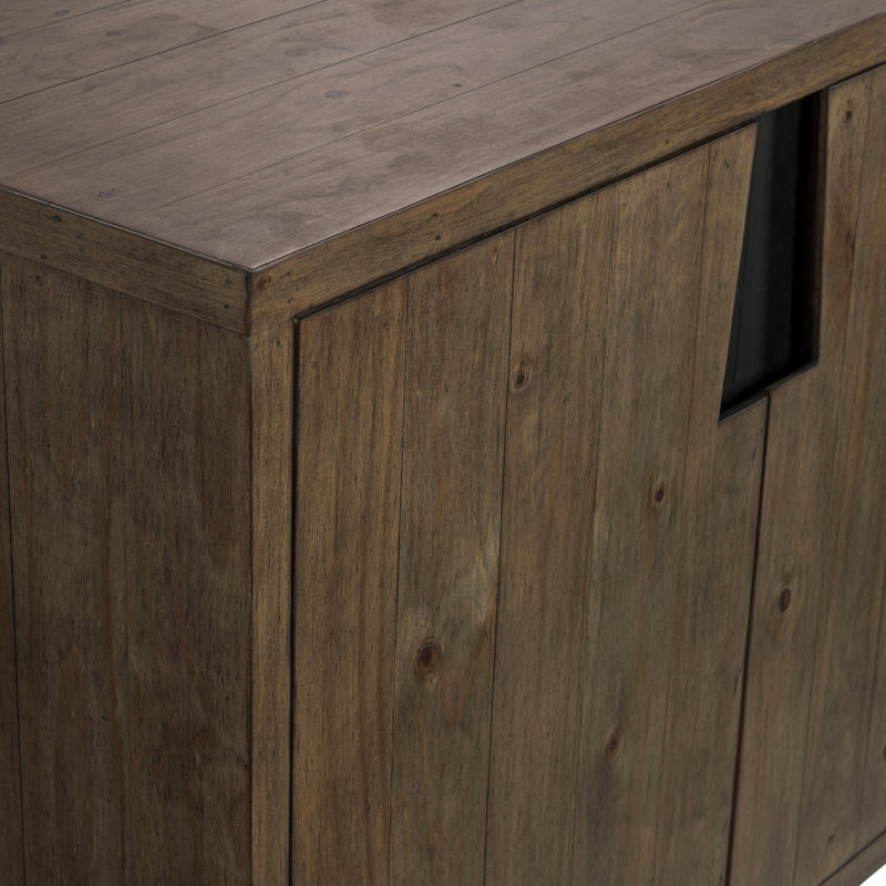 Lyra 78" Reclaimed Pine Wood Buffet Sideboard In Smoke Brown