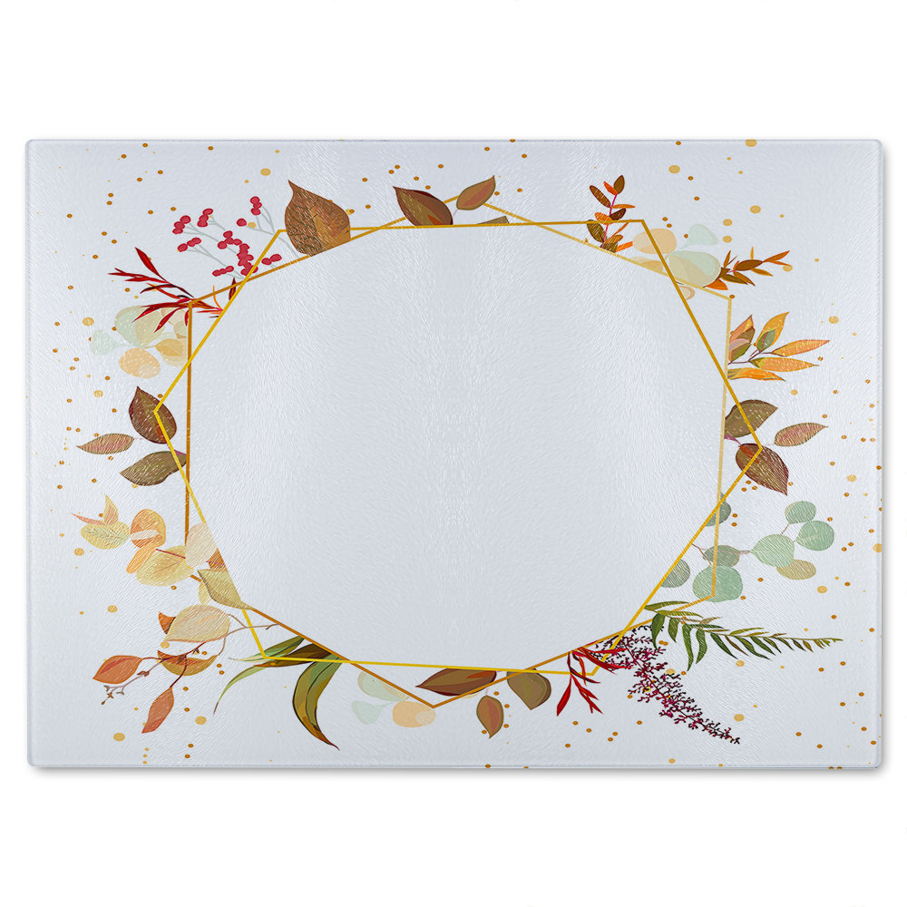 Autumn Flowers Glass Chopping Board
