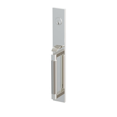 Ensemble de porte d'entrée pleine longueur Emtek Select tubulaire, tige extérieure carrée en L, poignée lisse, tige intérieure carrée en L, poignée en marbre blanc, gauche, nickel poli