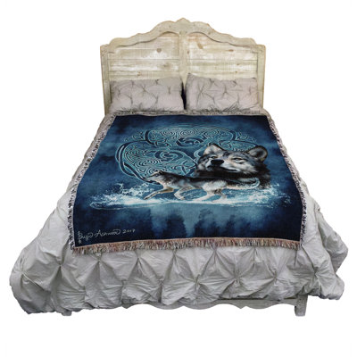 Pure Country Weavers Celtic Wolves Blanket by Brigid Ashwood - Gift Tapestry Throw Woven from Cotton - Made in The USA (72x54)