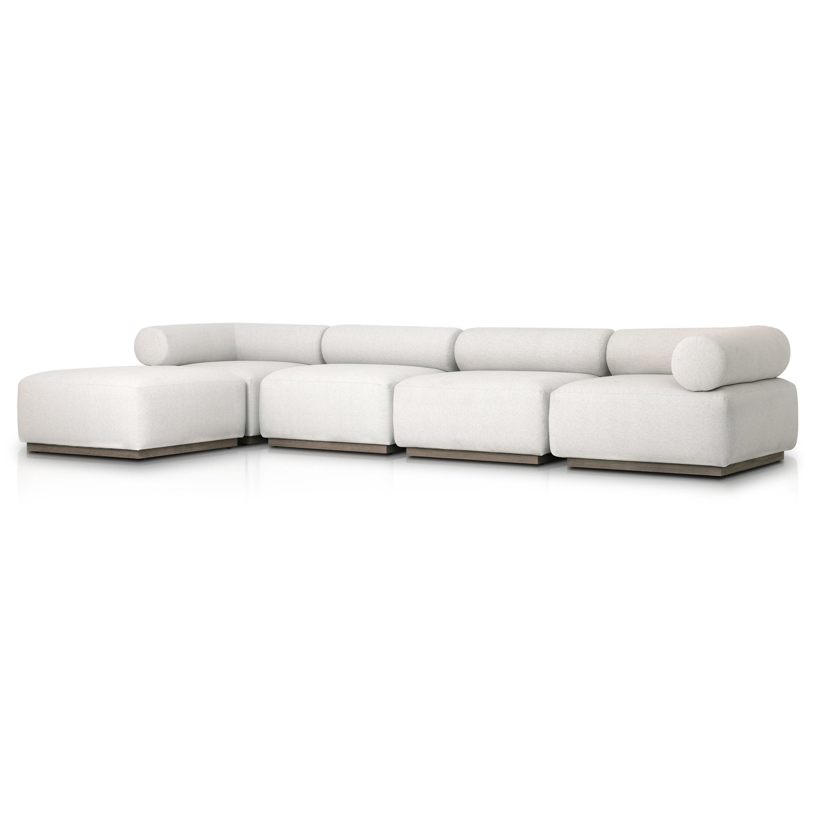 Anat Modular Upholstered Chaise L-Sectional, Cream Polypropylene/Olefin