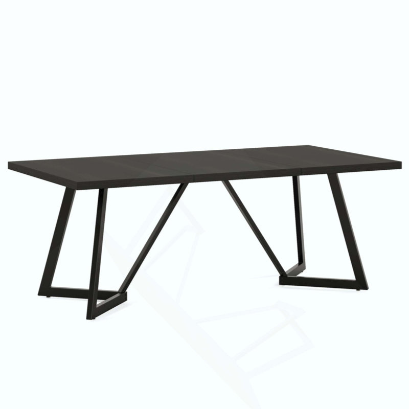 Grande table de salle à manger pour 6 à 8 personnes, cuisine rectangulaire moderne et table de salle à manger avec structure en métal robuste, mobilier de maison et de bureau polyvalent