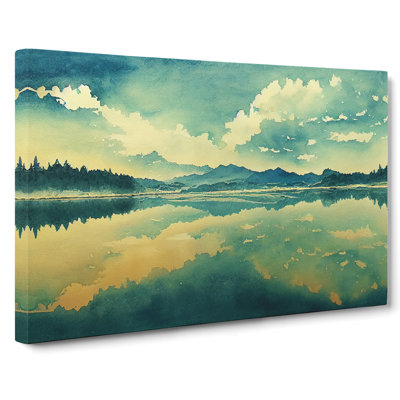 Watercolour Lake View - Wrapped Canvas Painting