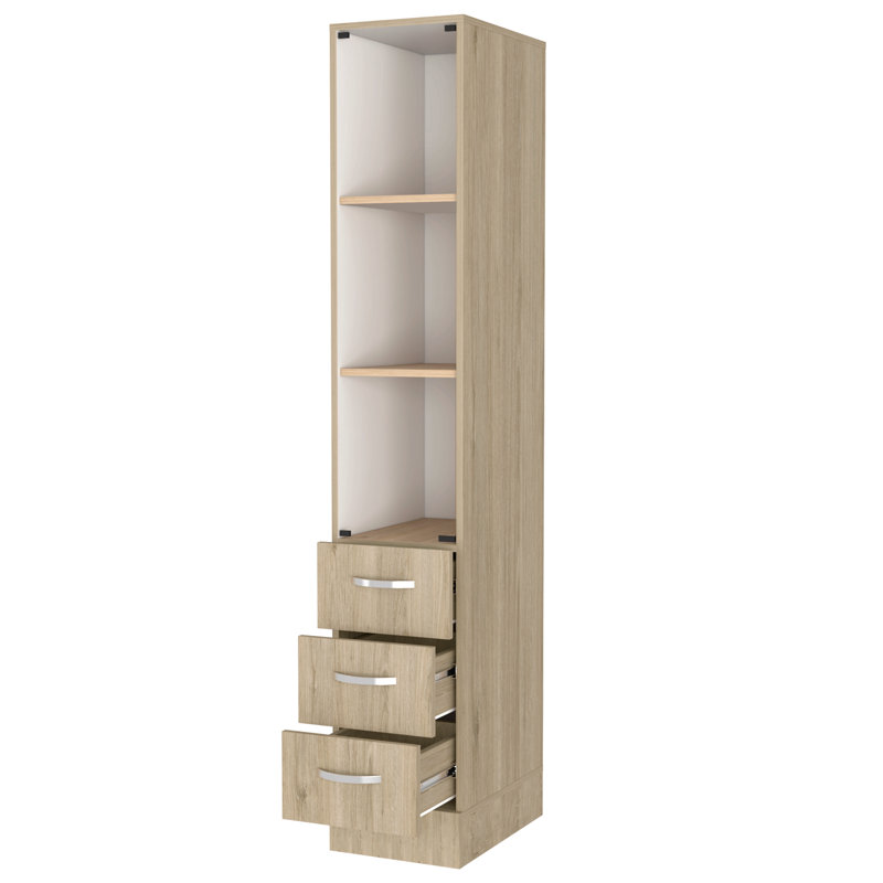 Linen Cabinet, Three Shelves, Four Drawers