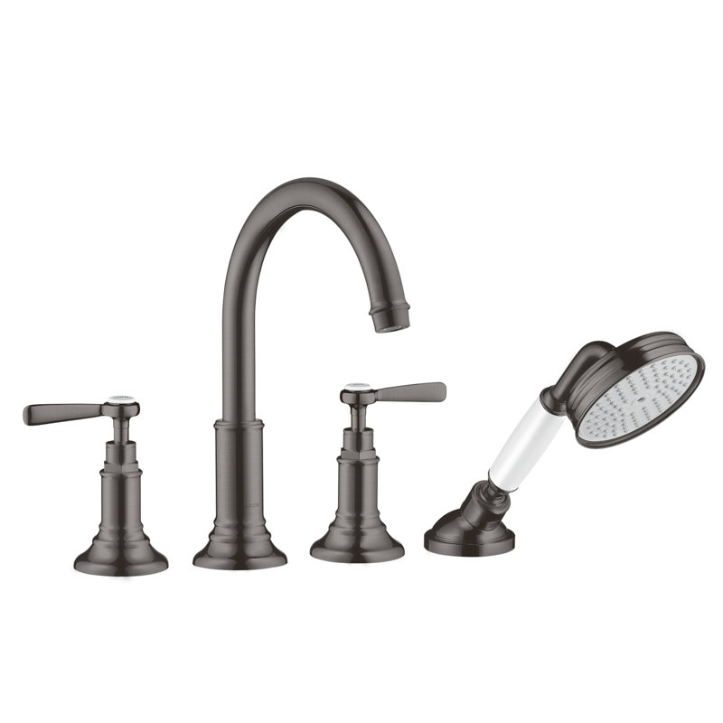 Montreux Tub Filler with Diverter, Brushed Black Chrome