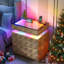 50cm W Bedside Table with 3D Mirror Abyss and Sensor RGB Lighting, 2-Drawer Bedside Table with Hidden Storage And Lockable-1535923175