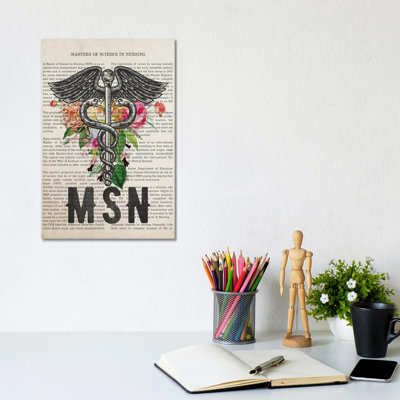MSN, Masters Of Science In Nursing With Flowers by Aged Pixel - Wrapped Canvas Print
