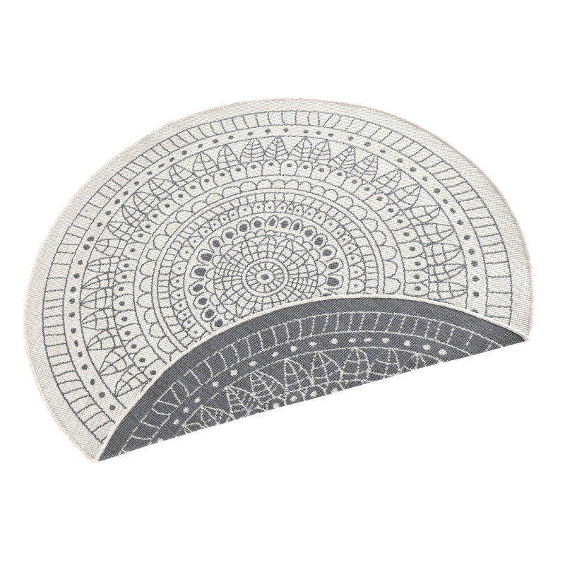 Porto Grey/Cream Reversible Rug, Round 100 cm