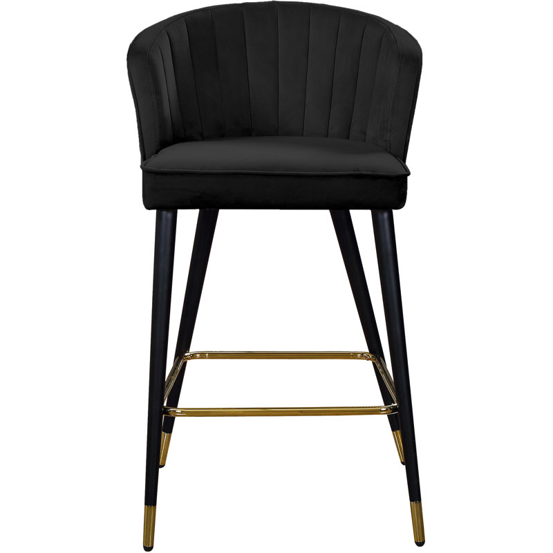 Cassie 27.3" Bar Stool, Black Velvet