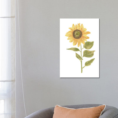 Single Sunflower Portrait II by Bannarot - Wrapped Canvas Print