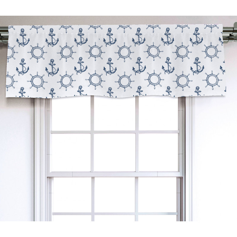 Sateen Nautical Ruffled Window Valance