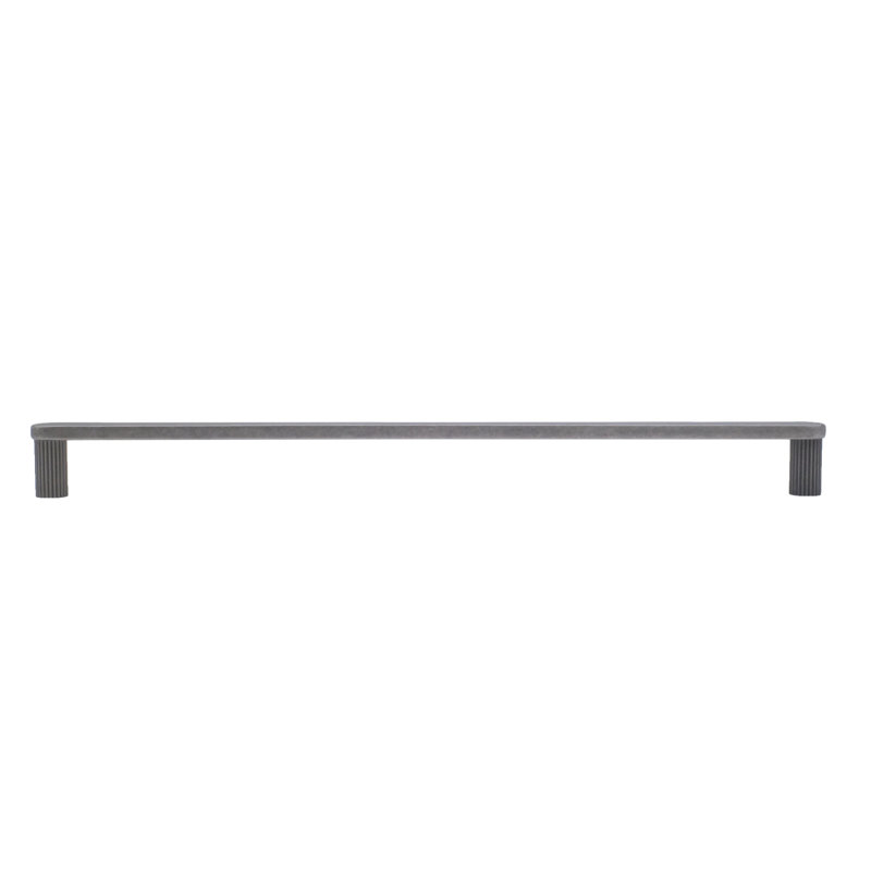 Ribbed Bar / Handle Pull with Fluted Stems, Weathered Nickel, 12"