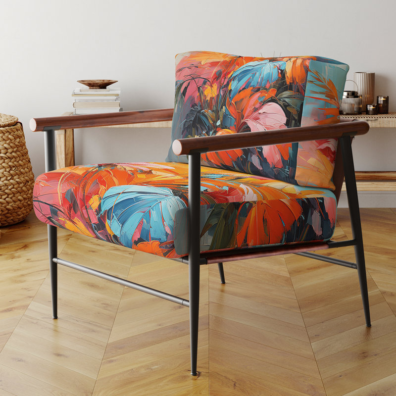 Davidenko - Chaise d'appoint rembourrée Palm Trees, Noir