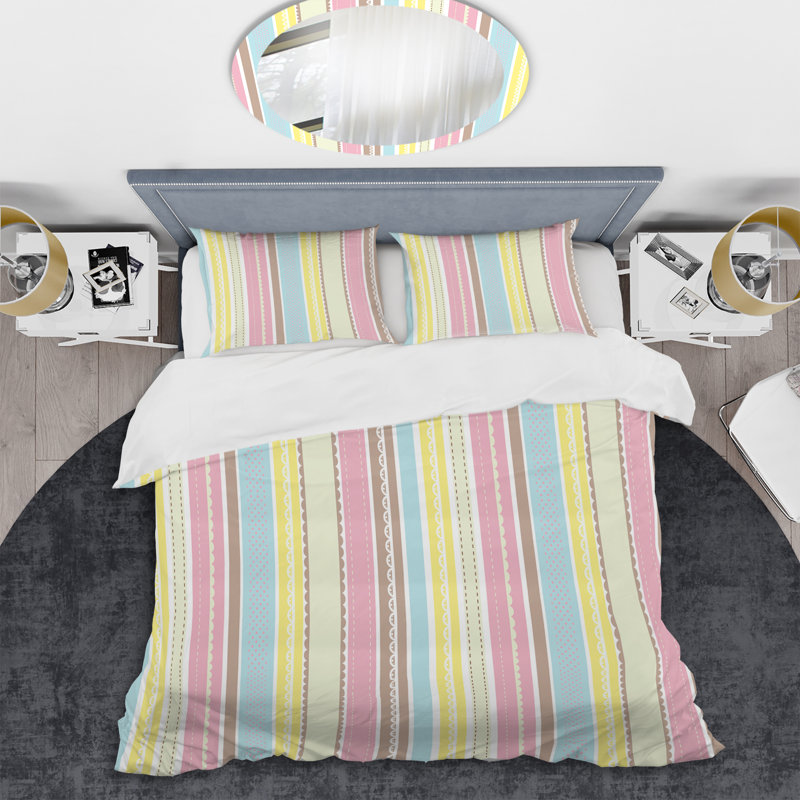 Ensemble de housse de couette en microfibre rose / jaune 2 pièces, Housse de couette simple + 1 taie décorative stan