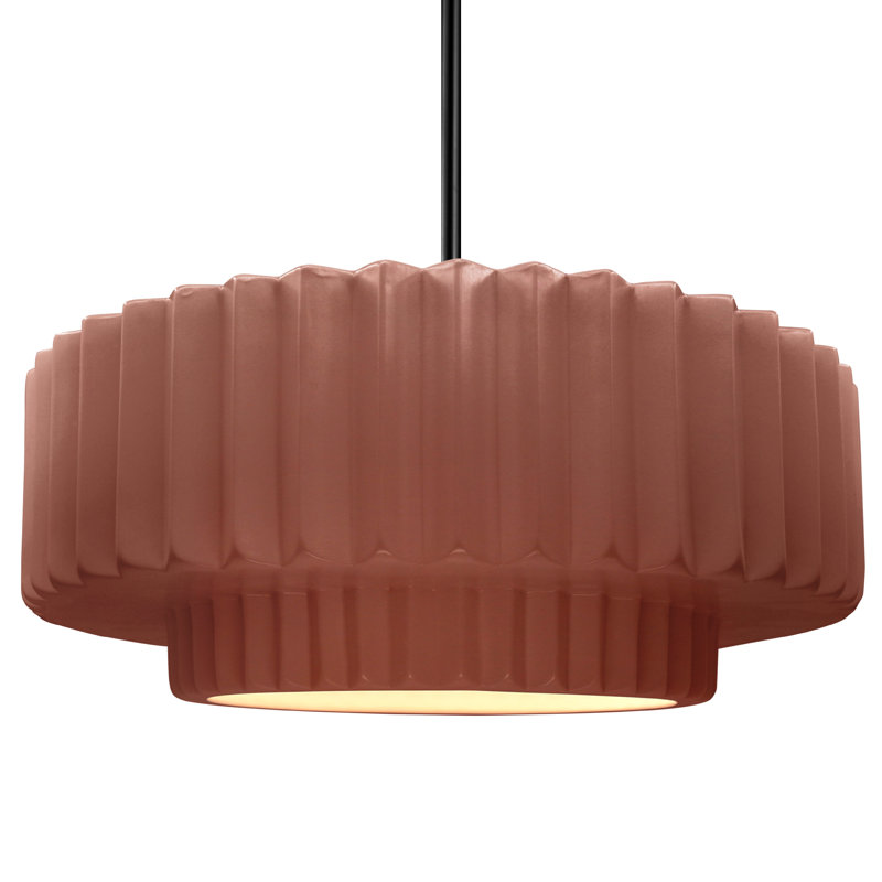 Luminaire suspendu 1 lumière Meydan, H 6 po x l 16,25 po x P 16,25 po, Argile du Canyon, Noir mat
