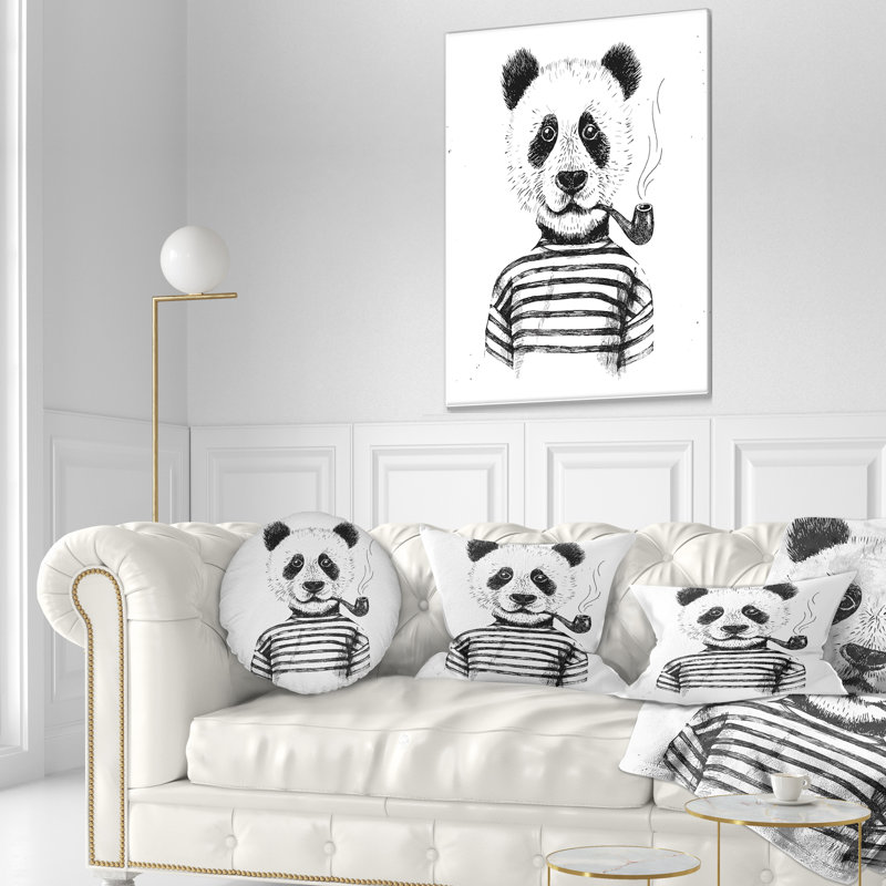 Hipster Pandas noir et blanc - coussin à imprimé animal