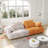 Modern Sofa 86.6″ Large  Two Seat Sofa, Upholstered,Paired With Suede Fabric-1394983418