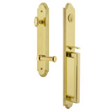 Arc Handleset with Single Cylinder Deadbolt and Georgetown Door Lever and Rosette