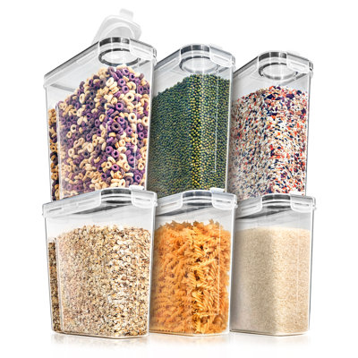 Sorbus Airtight Food Storage Dispensers For Beans, Pasta, Cereals, And More - 6 Pack (4l/16.9 Cups)