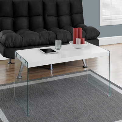 Table basse rectangulaire en verre lustré 44 po L 44 po