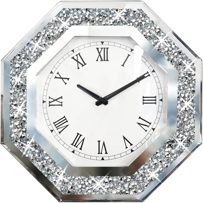 Horloge octogonale en verre miroir, Petit