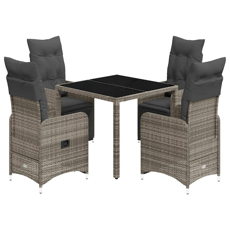 Bistro Set Grey Poly Rattan Medium Removable Covers Bistro Set, 4