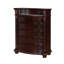 Meuble en bois massif de 1 chambre à coucher avec dessus en marbre et cinq tiroirs avec moulures complexes et silhouette courbée brune
