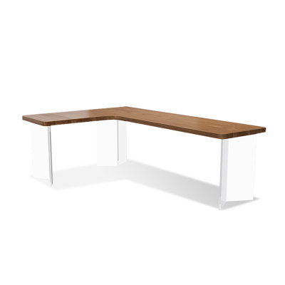 Bureau rectangulaire brun, bois massif transparent et acrylique
