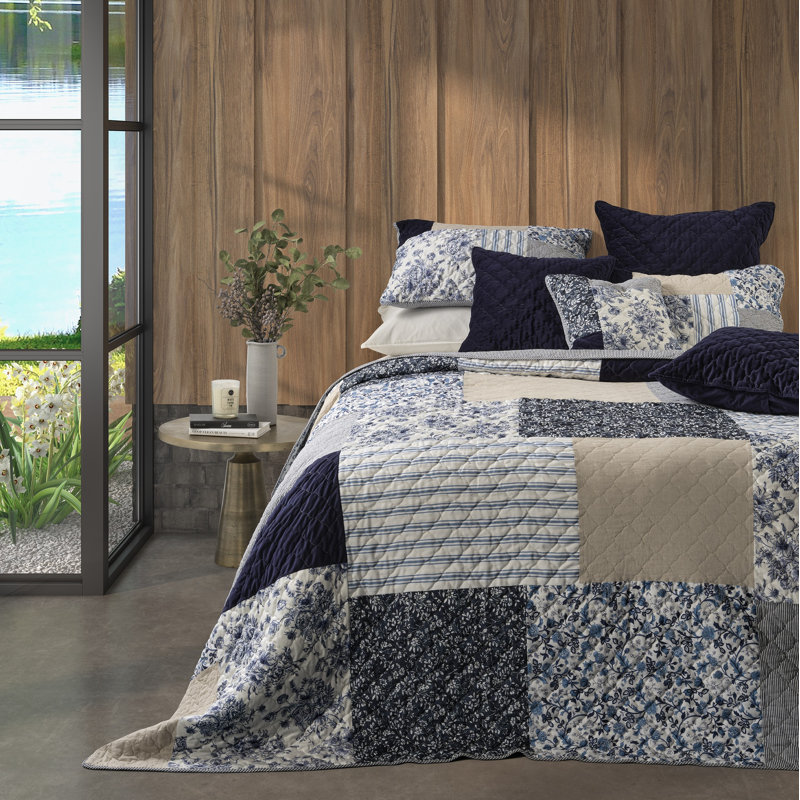 Ensemble de courtepointe marine, Queen Quilt + 2 Shams