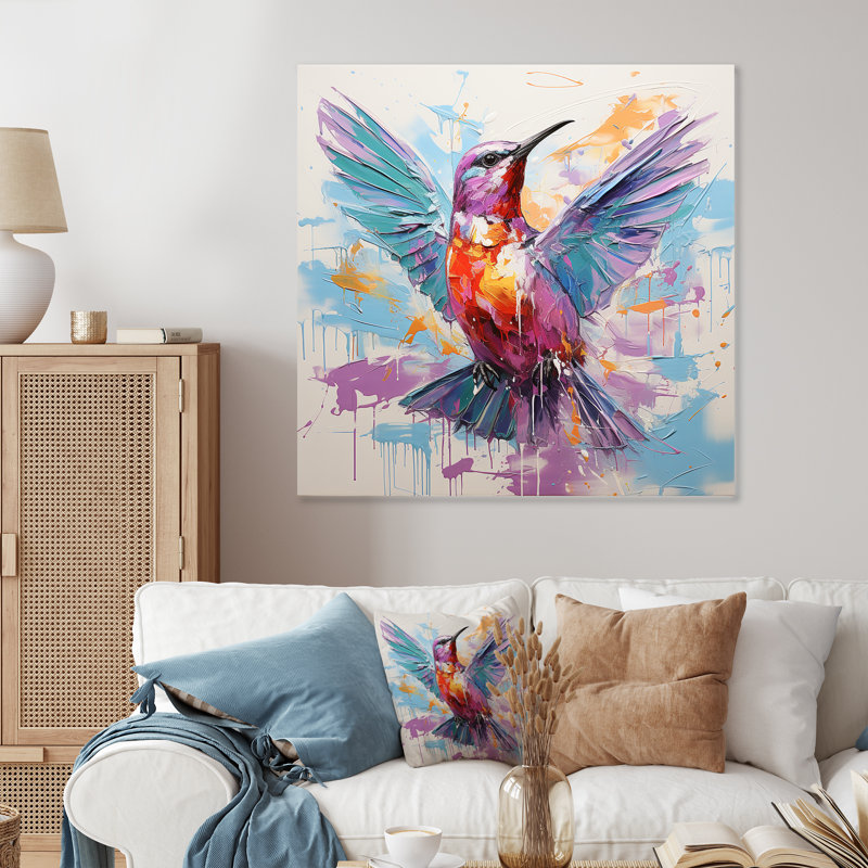 Art mural en métal bleu et mauve, H 36 po x l 36 po