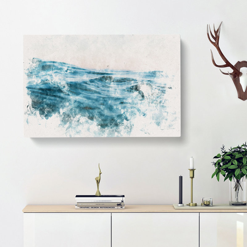 Rising Ocean Watercolour - Wrapped Canvas, 40cm H x 60cm W x 3cm D