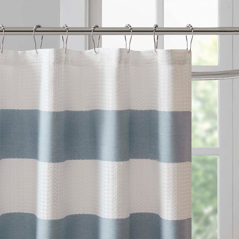 Rideau de douche Waffle Weave, Bleu, H 84 po x l 72 po