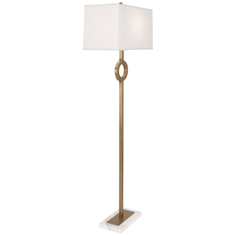 Oculus Warm Brass 62.75'' Column Floor Lamp with Oyster Linen Shade