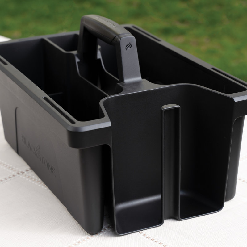 Black Rectangular Plastic Griddle Tool Caddy