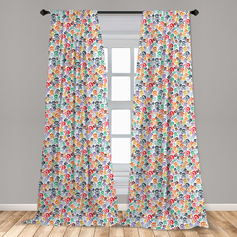 Skull Semi-Sheer Rod Pocket Curtain Panels, 28" x 95"