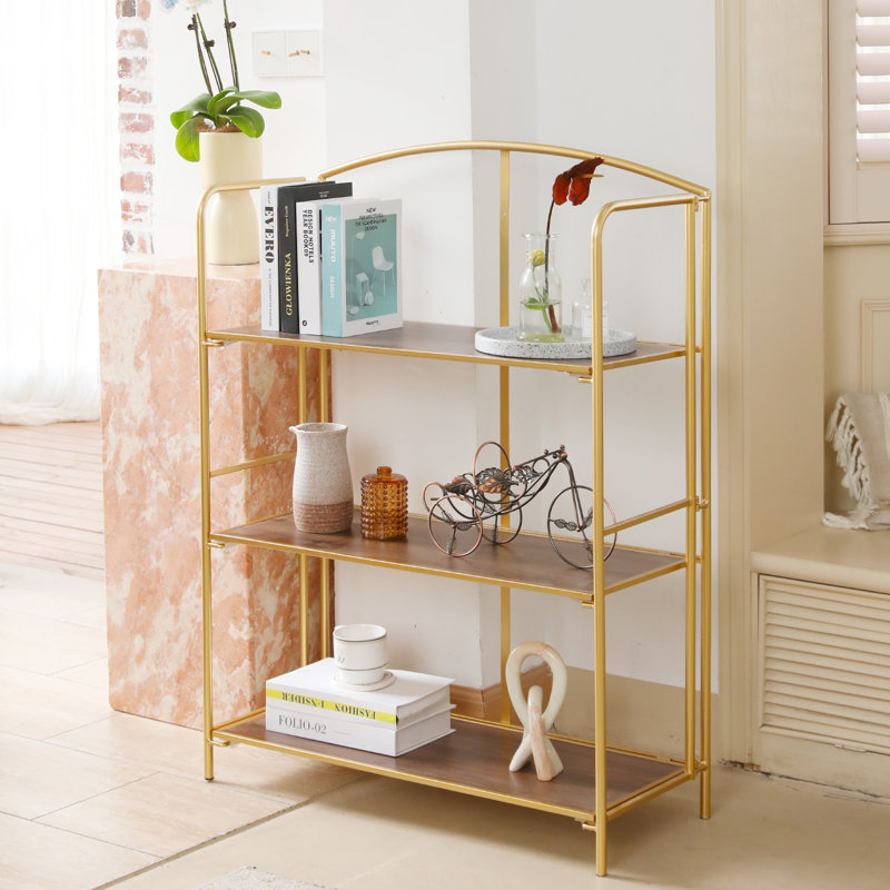 Bibliothèque étagère pliante sans assemblage Lejon, (3 tablettes) H 39,8 po x l 30,9 po x P 12,6 po, Or