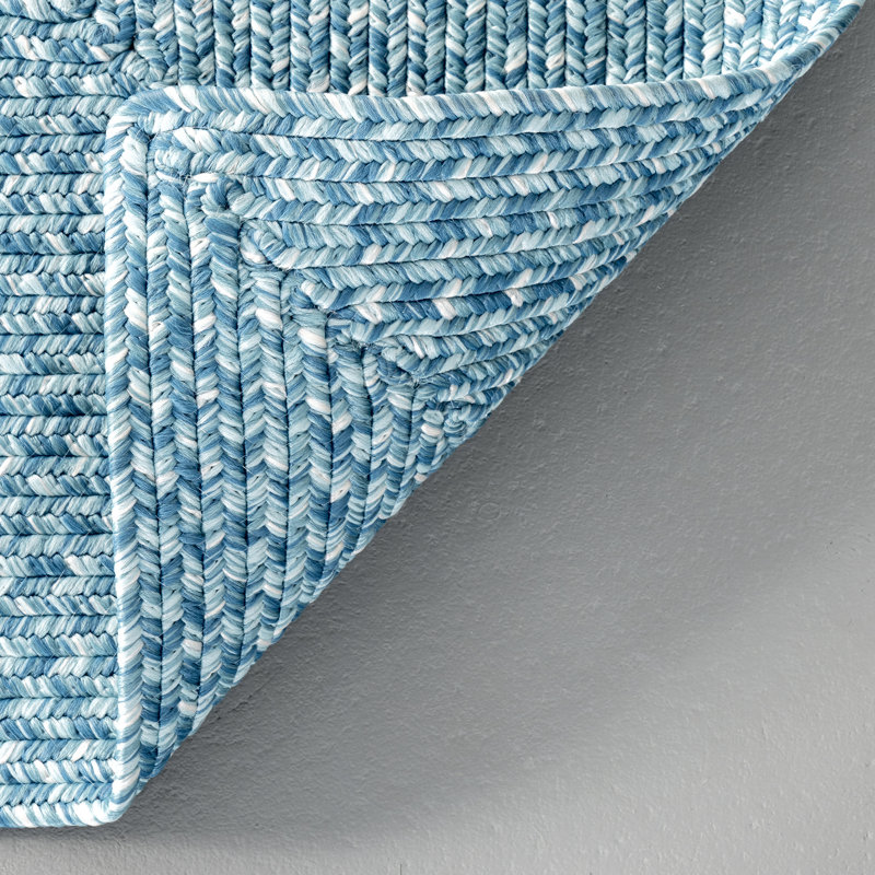 Tapis d'intérieur / extérieur bleu tressé Julianna, Rectangle 6 pi x 9 pi